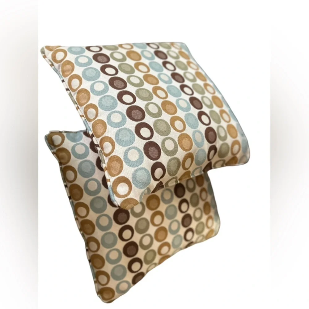 Pair of Multicolor Circle Print Throw Pillows Square‎ Indoor